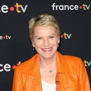 Elise Lucet au photocall pour la conférence de presse de rentrée de France TV à la Grande Halle de la Villette à Paris, France, le 11 juillet 2023. © Coadic Guirec/Bestimage 