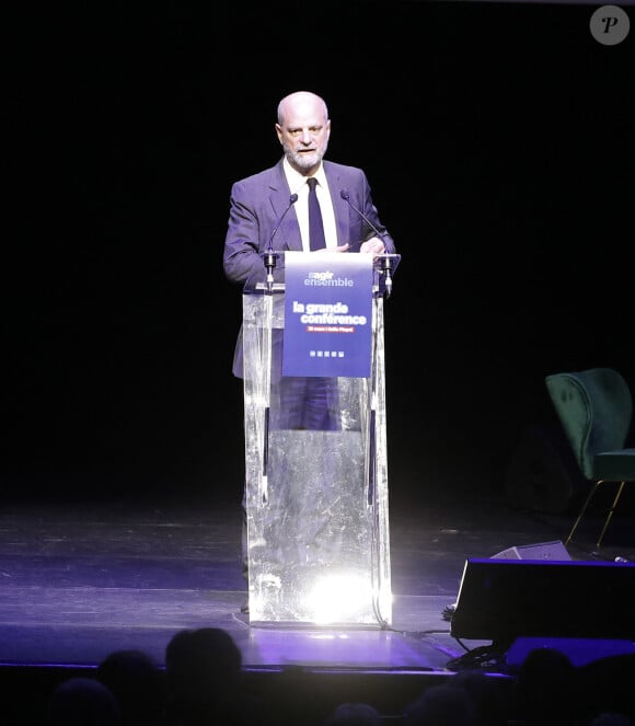 Jean-Michel Blanquer lors de la Grande Conférence du collectif agirensemble à l'occasion de la présentation du livre de BHL "Solitude d'Israël" à la salle Pleyel à Paris le 19 mars 2024. © Marc Ausset-Lacroix / Bestimage 