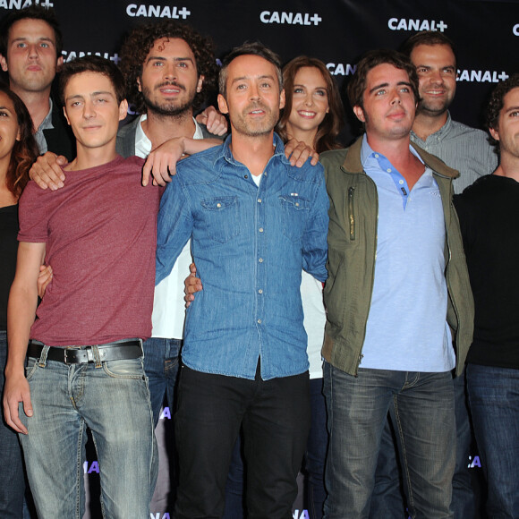 Yann Barthes et l'equipe du 'Petit Journal' lors de la soiree de rentree Canal plus organisee a Paris, le 28 aout 2013 .