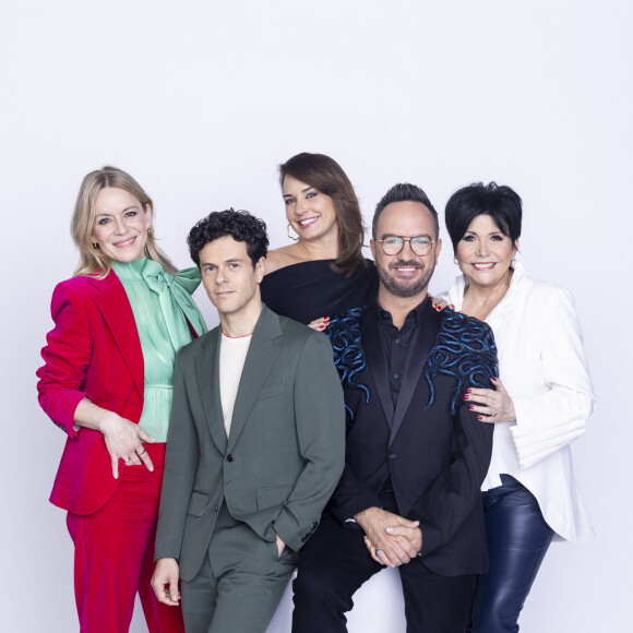 Exclusif - Véronic DiCaire, Michaël Gregorio, Julia Vignali, Jarry, Liane Foly - Studio du jury de l'émission "Voix de stars" présentée par J.Vignali, diffusée le 20 septembre à 21h10 sur France 3 © Cyril Moreau-Christophe Clovis / Bestimage