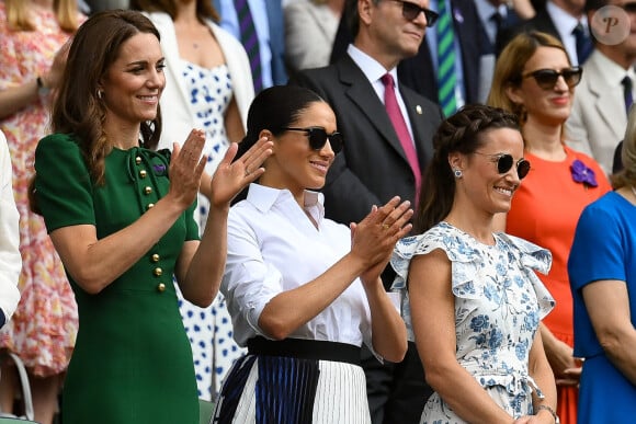 Pippa Middleton - Archives - Catherine (Kate) Middleton, duchesse de Cambridge, Meghan Markle, duchesse de Sussex, sont dans les tribunes lors de la finale femme de Wimbledon "Serena Williams - Simona Halep (2/6 - 2/6) à Londres le 13 juillet 2019. © Chryslène Caillaud / Panoramic / Bestimage 