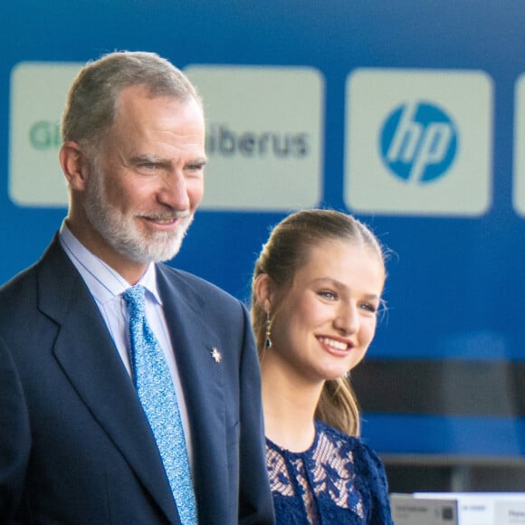 Le roi Felipe VI d'Espagne, la princesse héritière Leonor - La famille royale d'Espagne lors de la remise des prix Princesse de Gérone (Princess of Girona Awards) à Lloret del Mar le 10 juillet 2024.