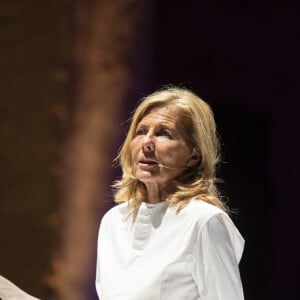 Exclusif - Claire Chazal récite une histoire d'amour provençale aux côtés d'un baryton, d'un pianiste et d'un danseur lors de la 2ème édition du Festival de Toulouse à l'auditorium Saint-Pierre-des-Cuisines à Toulouse, France, le 9 juillet 2023. © Frédéric Maligne/Bestimage