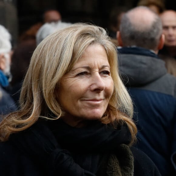 Claire Chazal - Sorties des obsèques de Philippe Tesson en l'église Saint-Germain des-Prés à Paris le 10 février 2023. © Christophe Clovis / Bestimage