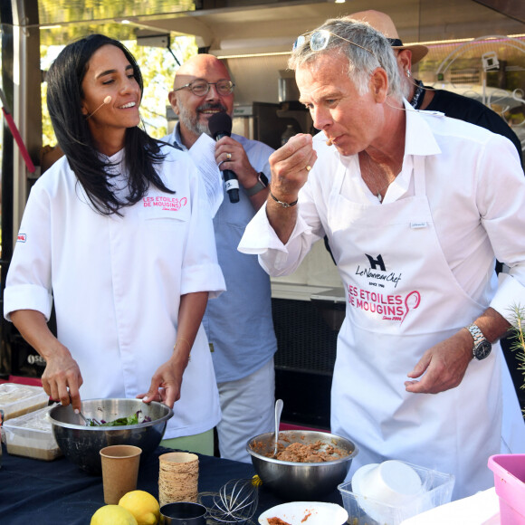 Franck Dubosc et sa femme Danièle durant la 1ère journée du Liban à Mougins le 1er août 2021, journée caritative, organisée par l'association "Mon Liban d'Azur" sous forme de marché solidaire, de tombola afin de récolter des fonds qui permettront de venir en aide à l'Hôpital Français du Levant, pour notamment l'achat d'un scanner. © Bruno Bebert/Bestimage 