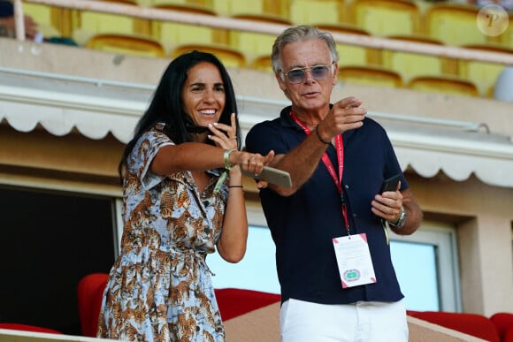 Franck Dubosc et sa femme Danièle Dubosc assistent au match de football AS Monaco - Rennes (1-1), Ligue 1 Uber Eats, au Stade Louis II à Monaco le 13 Août 2022. © Norbert Scanella / Panoramic / Bestimage 