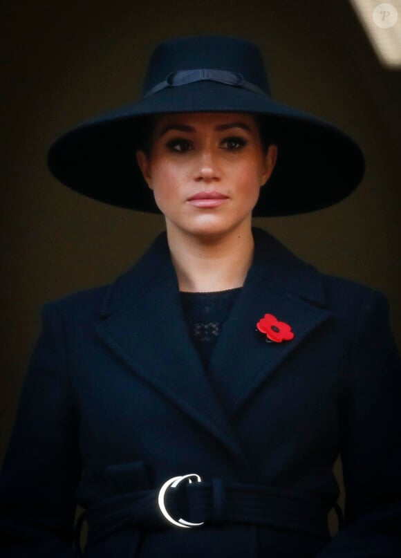 Un fleuriste a affirmé s'être fait "crier dessus" au téléphone, jurant qu'il ne souhaitait plus jamais travailler avec elle
Meghan Markle, duchesse de Sussex lors du National Service of Remembrance à Londres le 10 novembre 2019. 