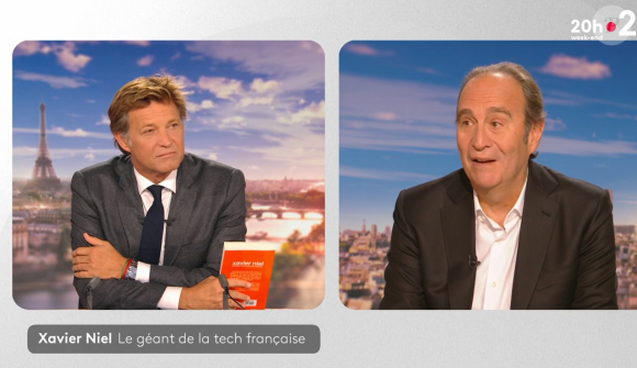 Xavier Niel se moque gentiment de Laurent Delahousse après son passage dans le "20h Week-end", le 28 septembre, sur France 2