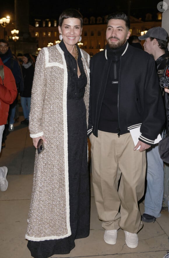 Cristina Cordula et son fils Enzo - Arrivées au défilé de mode Giambattista Valli Haute Couture printemps/été 2024 (PFW) à Paris le 22 janvier 2024. © Christophe Aubert via Bestimage 