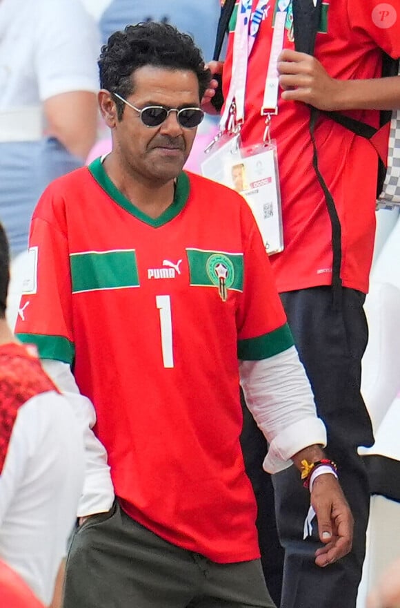 Jamel Debbouze et son fils Léon assistent à la demi-finale de football entre le Maroc et l'Espagne (1-2) lors des Jeux Olympiques de Paris2024 (JO) le 5 aout 2024.