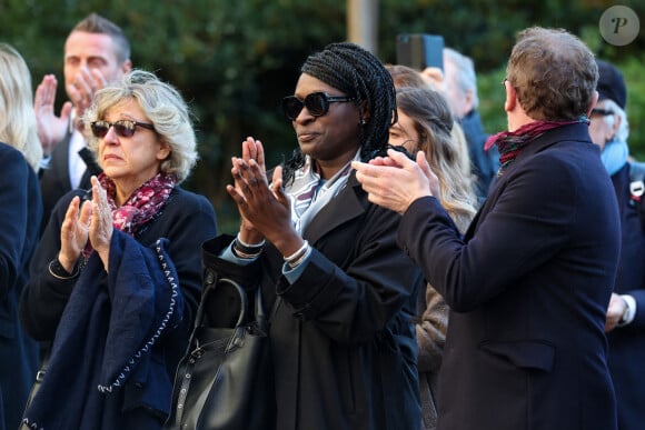 Ramatoulaye Diop, la compagne du défunt, Jean-Paul Rouve - Sortie des Obsèques de Michel Blanc en l'église Saint-Eustache à Paris, le 10 octobre 2024. © Moreau / Jacovides / Bestimage