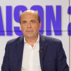 Marc-Olivier Fogiel (directeur général de BFMTV), Hervé Beroud (directeur général délégué de Altice Média, chargé de l' information et du sport) - Conférence de presse de rentrée de BFMTV saison 2021/2022 à l'Altice Campus à Paris, France, le 25 août 2021. © Christophe Clovis/Bestimage