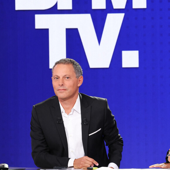 La chaîne BFMTV a récemment été rachetée par le groupe CMA CGM
Marc-Olivier Fogiel lors de la conférence de presse de rentrée BFM TV. - RMC du groupe Altice France à Paris, France. © Coadic Guirec/Bestimage