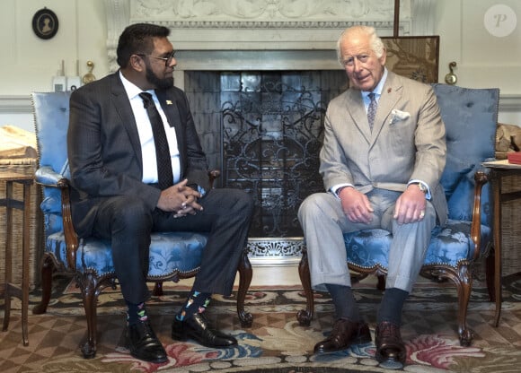 Le roi Charles III d'Angleterre lors d'une audience avec le président de la république coopérative du Guyana le 20 septembre 2024 - Photo Must Be Credited ©Alpha Press