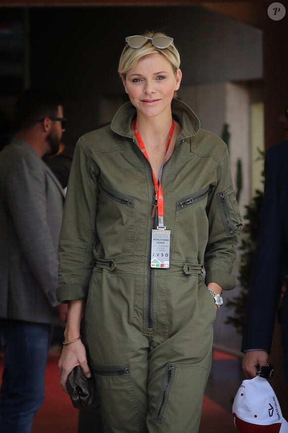 La princesse Charlene de Monaco dans les paddocks lors du 76ème Grand Prix de Formule 1 de Monaco, le 26 mai 2018