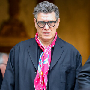 Marc Lavoine, Luc Duchêne - Sorties des obsèques du prince Jean-Stanislas Poniatowski en l'Eglise polonaise à Paris, France, le 29 avril 2024. © Jacovides-Moreau/Bestimage