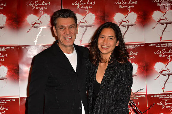 Marc Lavoine et son ex-compagne Line Papin au photocall de la générale de presse du spectacle musicale "Les Souliers Rouges" aux Folies Bergères à Paris, France, le 4 février 2020. © Veeren/Bestimage