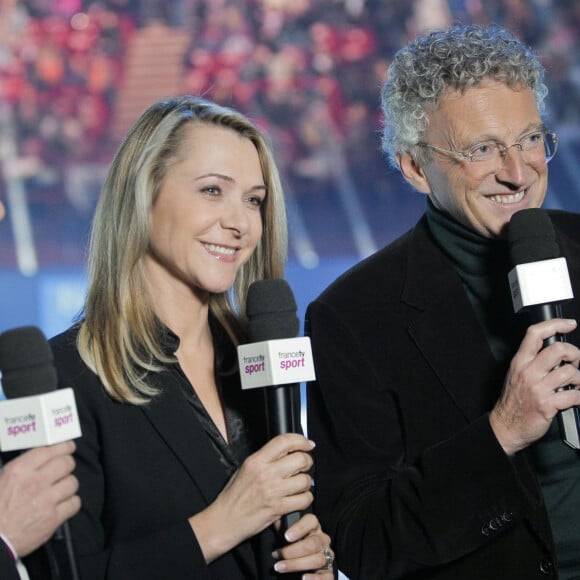 Philippe Candeloro, Annick Dumont, ex femme de Gilles Beyer et Didier Gailhaguet, Nelson Monfort - Trophée Eric Bompard à Paris le 19 novembre 2012. © Stéphane Allaman / Panoramic / Bestimage