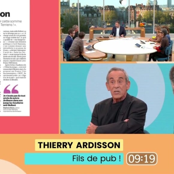 Depuis le plateau de "Bonjour !", Thierry Ardisson s'est dit "satisfait" du verdict rendu par la Cour d'appel de Paris
Thierry Ardisson sur le plateau de "Bonjour !"