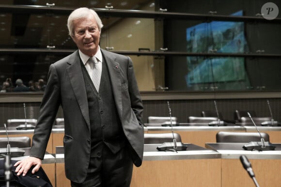 Vincent Bolloré, Président du conseil de surveillance de Vivendi, lors d'une audition devant la commission d'enquête parlementaire sur les procédures d'autorisation des services nationaux de télévision à l'Assemblée nationale, à Paris, le 13 mars 2024. © Stéphane Lemouton / Bestimage.