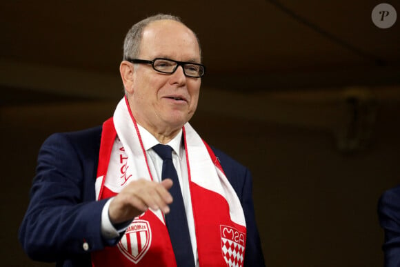 le prince Albert II de Monaco - Centenaire de l'AS Monaco au Stade Louis II lors du match de Ligue 1 MacDonald's entre l'AS Monaco et Montpellier HSC (2-1) à Monaco le 28 septembre 2024. © Jean-François Ottonello/Nice-Matin/Bestimage 