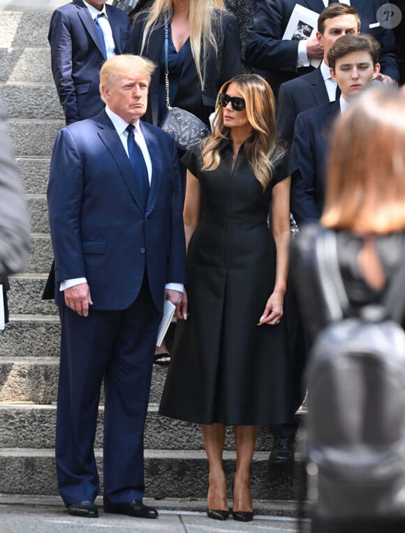 Donald Trump et sa femme Melania - Obsèques de Ivana Trump en l'église St Vincent Ferrer à New York. Le 20 juillet 2022