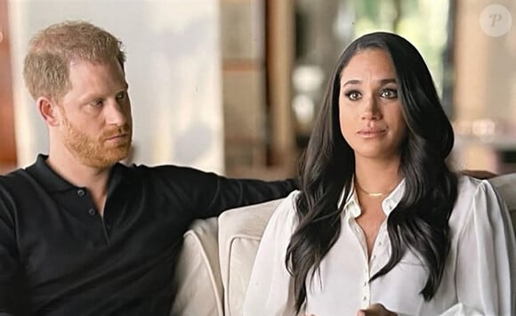 Meghan Markle, duchesse de Sussex, fond en larmes en évoquant les menaces de mort sur les réseaux sociaux dans le documentaire "Harry & Meghan" (Netflix). Los Angeles. Le 15 décembre 2022. 