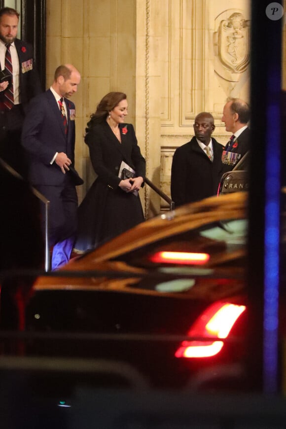 Le prince William, prince de Galles, Catherine Kate Middleton, princesse de Galles à la sortie du Festival du souvenir (Festival of Remembrance) au Royal Albert Hall, Londres le 9 novembre 2024