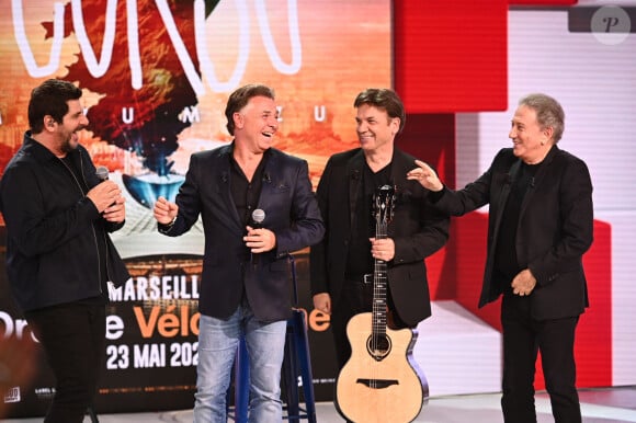 Exclusif - Patrick Fiori, Roberto Alagna, Jean-Felix Lalanne et Michel Drucker - Enregistrement de l'émission Vivement dimanche, diffusée sur France 3 le 17 novembre 2024. © Guillaume Gaffiot / Bestimage 