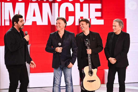 Exclusif - Patrick Fiori, Roberto Alagna, Jean-Felix Lalanne et Michel Drucker - Enregistrement de l'émission Vivement dimanche, diffusée sur France 3 le 17 novembre 2024. © Guillaume Gaffiot / Bestimage 