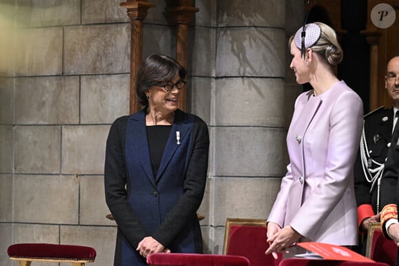 La princesse Charlene de Monaco et sa belle-soeur Stéphanie lors de la messe à la Cathédrale de Monaco pour la fête nationale monégasque le 19 novembre 2024 à Monaco Photo by David NIVIERE/ABACAPRESS.COM