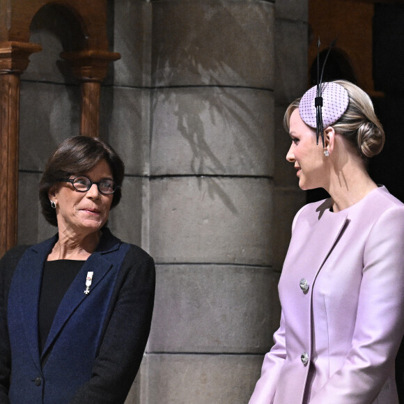 La princesse Charlene de Monaco et sa belle-soeur Stéphanie lors de la messe à la Cathédrale de Monaco pour la fête nationale monégasque le 19 novembre 2024 à Monaco Photo by David NIVIERE/ABACAPRESS.COM