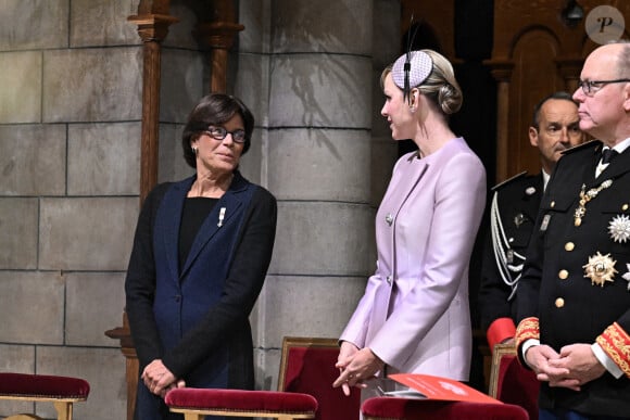 La princesse Charlene de Monaco et sa belle-soeur Stéphanie lors de la messe à la Cathédrale de Monaco pour la fête nationale monégasque le 19 novembre 2024 à Monaco Photo by David NIVIERE/ABACAPRESS.COM