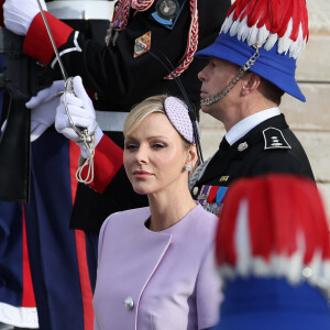 La princesse Charlene de Monaco - La famille princière de Monaco arrive à la cathédrale Notre-Dame Immaculée pour la messe solennelle d'action de grâce et un Te Deum, à l'occasion de la Fête Nationale de Monaco le 19 novembre 2024. © Dominique Jacovides - Bruno bebert / Bestimage 