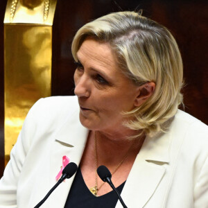 Marine Le Pen - Discours de politique générale du Premier ministre, Michel Barnier à l'Assemblée nationale, le 1er octobre. 2024. © Federico Pestellini / Panoramic / Bestimage