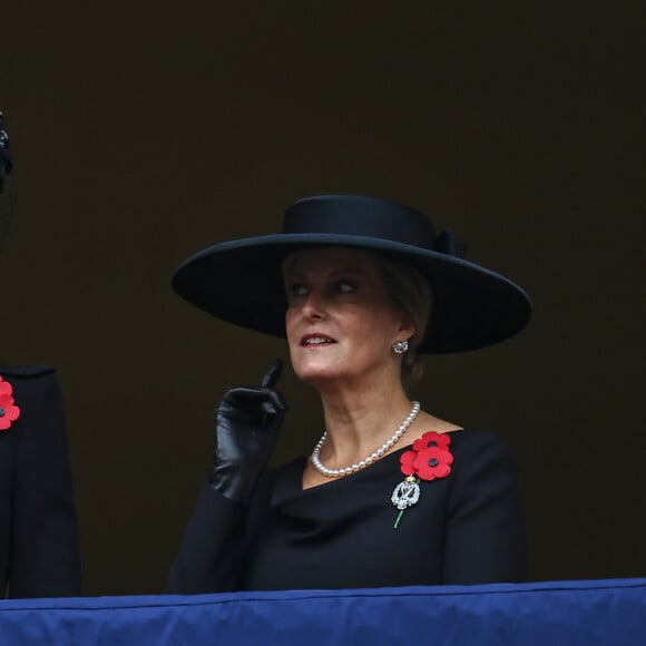 Catherine Kate Middleton, princesse de Galles et Sophie Rhys-Jones duchesse d'Edimbourg honorent les disparus des deux guerres mondiales lors de la cérémonie Remembrance Sunday ( Dimanche du souvenir ) au Cénotaphe à Londres - 10 novembre 2024.