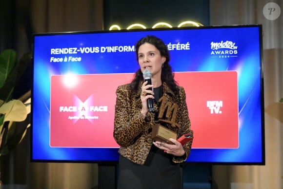 La journaliste plait grâce à son franc-parler et ses questions directes.
Exclusif - Apolline de Malherbe, rendez-vous d'information préféré pour "Face à face" lors de la soirée de remise de prix Molotov TV Awards 2024, première édition, pour récompenser les programmes télés préférés. © Rachid Bellak / Bestimage