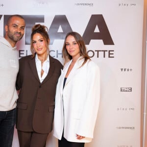 Exclusif - Tony Parker, Vitaa et Agathe Teyssier, la compagne de Tony Parker à la projection privée en avant-première du documentaire sur Vitaa (Charlotte Gonin) "Je m'appelle Charlotte" dans les locaux de TF1 à Boulogne Billancourt le 18 novembre 2024. Le documentaire sera diffusé le 22 novembre sur TMC en prime time et TF1+. © Pierre Perusseau / Bestimage 