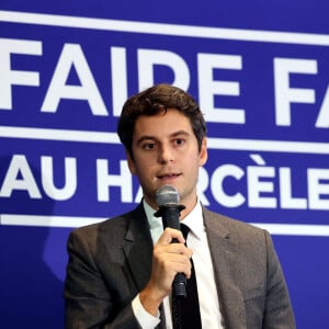 Gabriel Attal - G.Attal lance sa fondation "Faire Face", contre le harcèlement scolaire, au Philanthro-Lab à Paris, le 6 novembre 2024. © Dominique Jacovides / Bestimage 