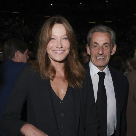 Exclusif - Carla Bruni-Sarkozy, Nicolas Sarkozy lors d'une cérémonie organisée par le Conseil des institutions juives de France (CRIF) en hommage aux victimes des attentats du Hamas du 7 octobre 2023 contre Israël, à l'occasion du premier anniversaire de l'événement, à Paris, le 7 octobre 2024. © Jack Tribeca / Bestimage