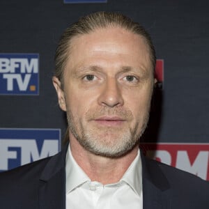 Emmanuel Petit - Conférence de presse pour la présentation de la "Dream Team" RMC et BFMTV pour la Coupe du monde de football 2018 en Russie (du 14 juin au 15 juillet) au Pavillon Wagram à Paris, France, le 11 avril 2018. © Pierre Perusseau/Bestimage