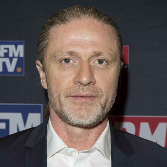 Emmanuel Petit - Conférence de presse pour la présentation de la "Dream Team" RMC et BFMTV pour la Coupe du monde de football 2018 en Russie (du 14 juin au 15 juillet) au Pavillon Wagram à Paris, France, le 11 avril 2018. © Pierre Perusseau/Bestimage
