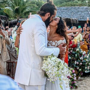 Exclusif - Lais Ribeiro et Joakim Noah - Joakim Noah et Lais Ribeiro se sont mariés devant leurs amis et leur famille sur la plage de Trancoso au Brésil le 13 juillet 2022.