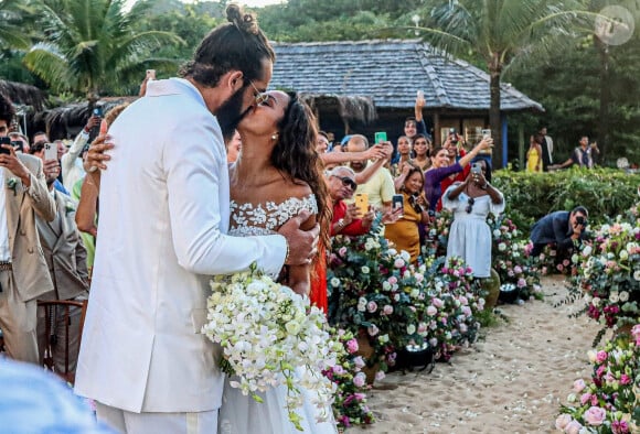 Exclusif - Lais Ribeiro et Joakim Noah - Joakim Noah et Lais Ribeiro se sont mariés devant leurs amis et leur famille sur la plage de Trancoso au Brésil le 13 juillet 2022.