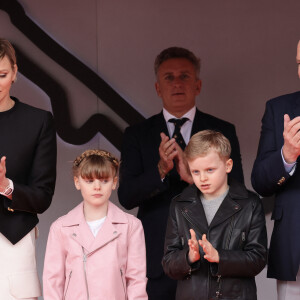 Alejandro Agag, fondateur et président de Formula E, le prince Albert II de Monaco, la princesse Charlene et leurs enfants la princesse Gabriella et le prince héréditaire Jacques ont assisté au Monaco E-Prix 2024, le 27 avril 2024.  © Claudia Albuquerque/Bestimage 