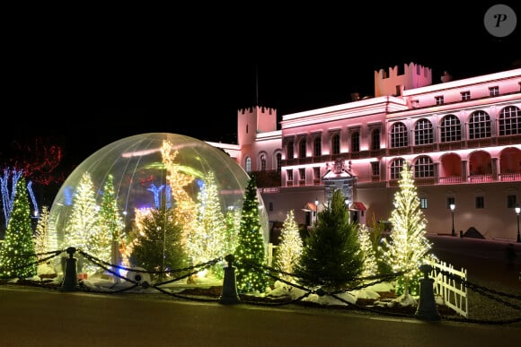 Le prince Albert II de Monaco et la princesse Charlène, avec leurs enfants, les jumeaux princiers, Jacques et Gabriella, ont donné le coup d'envoi des illuminations de Noël sur la Place du Palais de Monaco, le 30 novembre 2024. © Bruno Bebert/Pool Monaco/Bestimage 