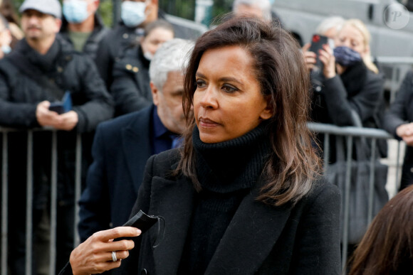 Karine Le Marchand - Obsèques de Jean-Pierre Pernaut en la Basilique Sainte-Clotilde à Paris le 9 mars 2022. © Christophe Clovis / Bestimage