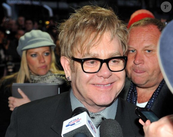 Elton John et David Furnish à Londres le 31 mars 2010 pour le 5e anniversaire de la comédie musicale Billy Elliot.