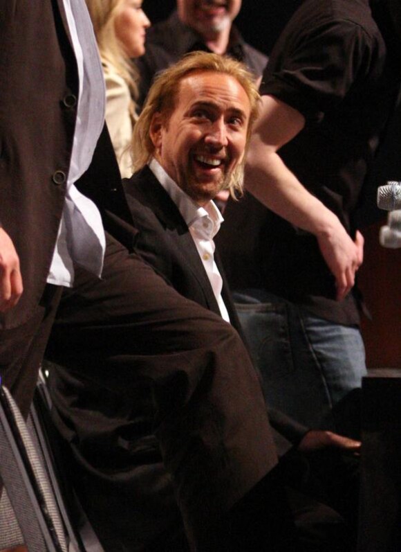 Nicolas Cage et Jay Baruchel sont entourés de leur producteur, Jerry Bruckheimer pour promouvoir L'Apprenti Sorcier, qui sortira dans les salles françaises, le samedi 3 avril.