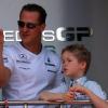 Michael Shumacher et son fils lors du Grand Prix de Formule 1 de Monaco dans la principauté de Monaco le 16 mai 2010